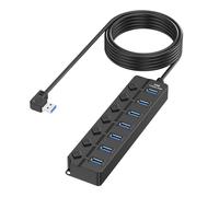 Optimiza los espacios de trabajo con el divisor USB 2.0 de 7 puertos con interruptores de control independientes, extensión multipuertos