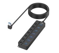 Optimiza los espacios de trabajo con el divisor USB 2.0 de 7 puertos con interruptores de control independientes, extensión multipuertos