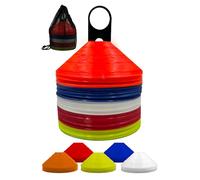 Optimum Marcadores óptimos 50 Unidades, Disco, Conos de Agilidad para Entrenamiento y Deportes, Incluye Soporte, Unisex-Adult, Multicolor, Una Talle