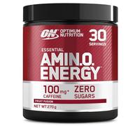 Optimum Nutrition Amino Energy Polvo Pre Entrenamiento, Bebida Energética con Aminoácidos, BCAA, L-Glutamina y L-Leucina, Complemento con Vitamina C y Cafeína, Sabor Fruit Fusion, 30 Porciones, 270 g