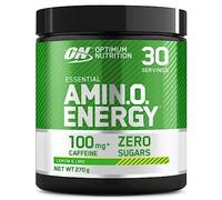 Optimum Nutrition Amino Energy Polvo Pre Entrenamiento, Bebida Energética con Aminoácidos, BCAA, L-Glutamina y L-Leucina, Complemento con Vitamina C y Cafeína, Sabor Lima Limón, 270 g