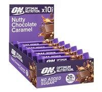 Optimum Nutrition Barras de Proteínas Chocolate con Frutos Secos y Caramelo, Sin Azúcares Añadidos, Para Llevar, Snack para Gimnasio Pre y Post Entrenamiento para Hombres y Mujeres, 10 x 70 g