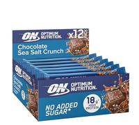 Optimum Nutrition Barras de Proteínas Chocolate Crujiente y Sal Marina, Para Llevar, Snack para Gimnasio Pre y Post Entrenamiento Hombres y Mujeres, Snacks Saludables Sin Azúcares Añadidos, 12 x 55 g