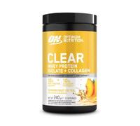 Optimum Nutrition Clear Whey + Colágeno, Té Helado Frutas de Verano, 10 g Aislado de Suero y 10 g Péptidos de Colágeno, Bebida Clara de Proteína para Articulaciones, 240 g, 10 Porciones