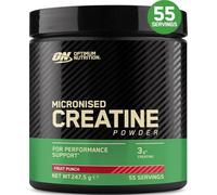 Optimum Nutrition Creatina Micronizada en Polvo, Sabor Ponche de Frutas, 247.5g, 55 Servicios