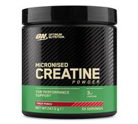 Optimum Nutrition Creatina Micronizada en Polvo, Sabor Ponche de Frutas, 247.5g, 55 Servicios