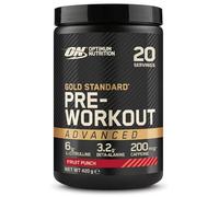 Optimum Nutrition Gold Standard Polvo Avanzado Pre Entrenamiento, Energy Booster con L-Citrulina, Beta Alanina, Cafeína y Vitaminas B12 y B6, Sabor Ponche de Frutas, 20 Porciones, 420 g