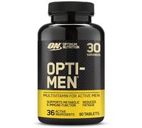 Optimum Nutrition Opti-Men Suplementos Multivitamínicos para Hombres con Vitamina D, Vitamina C, Vitamina B6 y Aminoácidos, Sin Sabor, 30 Porciones, 90 Cápsulas