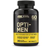 Optimum Nutrition Opti-Men, Multivitamínico de Alta Potencia para Hombres | 180 Comprimidos, 60 servicios, 36 Ingredientes Activos, Vitaminas A-K, 1.000mg BCAAs, para Hombres Activos, con las Comidas