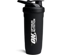 OPTIMUM NUTRITION Reforce Steel Smartshake - Botella mezcladora de proteínas de acero inoxidable de grado alimenticio, botella sin BPA con tapa abatible a prueba de fugas, fácil de transportar para