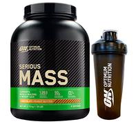 Optimum Nutrition Serious Mass Gainer Proteína Whey en Polvo para Ganar Masa Muscular con Creatina Glutamina y Vitaminas Sabor Chocolate y Mantequilla de Cacahuete 2,73Kg 8 Porciones + Shaker