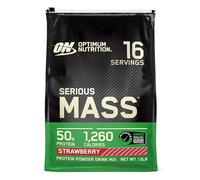 Optimum Nutrition Serious Mass Proteína en Polvo Alta en Calorías, Ganador de Masa Muscular con 25 Vitaminas y Minerales, Monohidrato de Creatina y Glutamina, Sabor Fresa, 16 Dosis, 5.45 kg