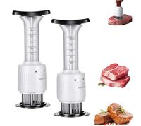 Optimumeny Meat Injector, Stainless Steel Marinade Meat Injector, 2-in-1 Meat Tenderizer with Marinade Injectors, Needle Flavor Syringe Cooking Meats Poultry Turkey Chicken BBQ(2 Set)