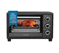 OptimumX Mini Horno Eléctrico 20L - Horno Compacto con Convección 1380W, 6 Funciones, Temporizador 60 min, Negro