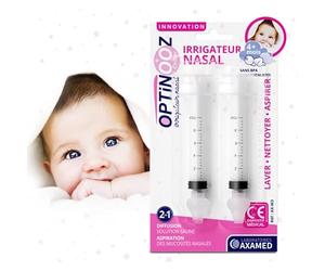 OPTINOOZ - Mosca de bebé manual de 10 ml - Irrigador nasal 2 piezas - Limpiador de nariz para bebé con embutidos - Lavable y Reutilizable - Marcado CE certificado