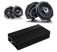 Option Sistema de sonido compatible con modelos BMW con sistema de sonido estándar de fábrica (serie E / serie F) - Paquete de sonido 100% Plug & Play con altavoz frontal, subwoofer bajo asiento y