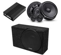 Option Sistema de sonido V2 compatible con VW ID.Buzz (1ª generación, a partir de 2022) - Amplificador DSP de 6 canales 100% Plug & Play y Rock-3 Subwoofer para bajo el asiento del copiloto y sistema