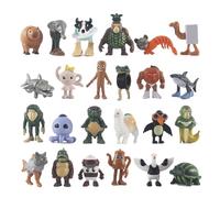 OptiPlay Figuras Mono Plátano, 24Piezas Tiburón Figura, Hombre de Madera Figures de Acción Set, Desk Decorations, Regalos para Fans, Colegas y Amigos