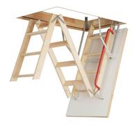 Optistep escalera plegable de madera de 3 piezas para desván y buhardilla, medidas del marco ancho 60 cm x largo 120 cm, altura hasta 280 cm, escotilla aislada