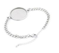 Optxzn 2 Bases de Acero Inoxidable para Pulseras de Cadena, compatibles con cabujón de corazón de 25 mm, engastes para bisutería.