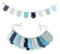 Optxzn 3,5 m Banderines de Tela Multicolor con 12 Banderas de Escudo para decoración de Bodas, Fiestas, Baby Showers, carnavales y más