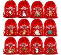 Optxzn 5 Piezas/Lote de Bolsas de Terciopelo navideñas de 9 x 12, 13 x 18 cm, pequeñas Bolsas de Regalo para Dulces, Bolsas con cordón, Bolsas para empaquetar Pulseras y Joyas