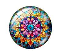 Optxzn Flor de Color Mandala 10 Piezas 12 mm/16 mm/18 mm/25 mm Cabujón de Vidrio fotográfico Redondo Demostración Parte Posterior Plana Fabricación de Accesorios