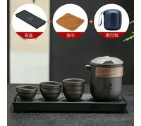 Optxzn Juego de té de Viaje portátil de Arena Morada, Taza de té rápido Kung Fu con separación de Agua y té, Bandeja de té para Exteriores, Juego de Regalo empresarial