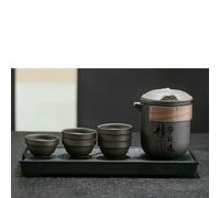 Optxzn Juego de té de Viaje portátil de Arena Morada, Taza de té rápido Kung Fu con separación de Agua y té, Bandeja de té para Exteriores, Juego de Regalo empresarial