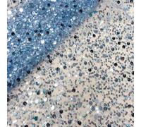 Optxzn Tela de Gasa de Malla con Lentejuelas de Perlas de 1 Yarda para Vestido de Escenario, Vestido de actuación, Vestido de Noche, Vestido de Novia, Tela con Cuentas