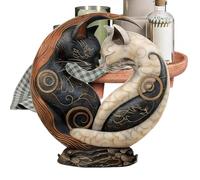 Opulent Black and White Cat Statue, Resin Intricate Desktop Figurine, Elegant Art Statue Home Office Décor, Perfect for Thanksgiving, Holiday, Birthday, Party, Living Room, Bedroom, Mantel, Dormitory