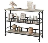 OPULENTHOME 109 cm Mesa Consola estrecha - Mesa baja de 3 niveles con estantes de almacenamiento abiertos, mesas de entrada de madera para pasillo, sala de estar, dormitorio - Marrón