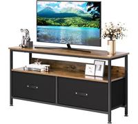 OPULENTHOME Armario de TV, mueble bajo, banco de TV, mesa de madera, mueble de TV, armario de TV con 2 cajones y estantes, estante para TV de hasta 55 pulgadas, para salón, 99 x 57 x 30 cm