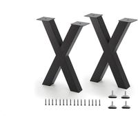 OPULENTHOME Juego de 2 patas de mesa de metal, núcleo hueco en forma de X, capacidad de carga de 440 Lbs (200 kg), altura 71 cm, color negro, protección contra el óxido con recubrimiento en polvo para