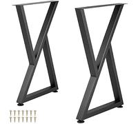 OPULENTHOME Juego de 2 patas de mesa de metal, núcleo hueco en forma de X, capacidad de carga de 440 Lbs (200 kg), altura 71 cm, color negro, protección contra el óxido con recubrimiento en polvo para