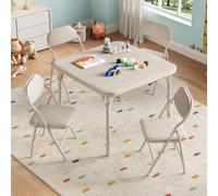 OPULENTHOME - Juego de mesa y sillas plegables para niños, 3 piezas, mesa de actividades para niños con 2 sillas acolchadas para comedor, guardería, aula