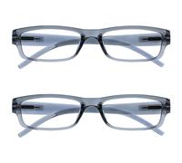 OPULIZE Ace Gafas De Lectura Gris Ligero Cómodo Lectores Valor Pack 2 Hombres Mujeres RR32-7 +2,00