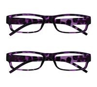 OPULIZE Ace Gafas De Lectura Púrpura De La Concha Ligero Cómodo Lectores Valor Pack 2 Hombres Mujeres RR32-5 +3,00