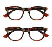 OPULIZE Ava Gafas de Lectura Pack de 2 Montura Redonda Favorecedora Marrón Carey Rojo Lentes Resistentes a Arañazos Bisagras de Muelle Unisex Hombre Mujer RR62-Z +1.00