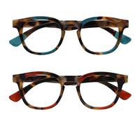 OPULIZE Ava Gafas de Lectura Pack de 2 Montura Redonda Favorecedora Marrón Carey Turquesa Rojo Lentes Resistentes a Arañazos Bisagras de Muelle Unisex Hombre Mujer RR62-QZ +2.50