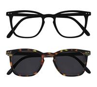 Opulize Bex Paquete Doble Hombres Gafas De Lectura Con Lectores De Sol Grande Negro Mate Marrón RS64-12 +2,50