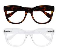 OPULIZE BIG Blue Light Blocking Glasses - Bold Round Fashion Frame - Anti-Glare Anti-Reflective Computer Gaming - 2 Pack - UV & Eyestrain Protection - Brown Clear - Mens Womens +0.00