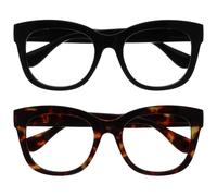 OPULIZE BIG Blue Light Blocking Reading Glasses - Bold Round Fashion Frame - Anti-Glare Anti-Reflective Computer Gaming - 2 Pack - UV & Eyestrain Protection - Black Brown - Mens Womens +1.00