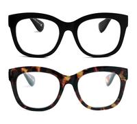 OPULIZE BIG Gafas de Lectura de Bloqueo de Luz Azul para hombre y mujer, Moda con Marco Grande - Lentes Antirreflectante y Antideslumbrante - Pacquete de 2 - Protección UV - Negro Marrón - +1,00