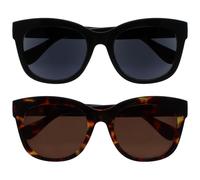 OPULIZE BIG Gafas de sol mujer y hombre - Moda con marco grande - Lentes negras/marrones - Pacquete de 2 - Antirreflectante Antideslumbrante - Lentes polarizadas UV400 - Negro/Marrón