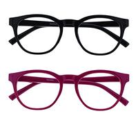 OPULIZE Blu Gafas de Lectura con Bloqueo de Luz Azul Pack de 2 Montura Redonda Negra Rosa Fucsia Bisagras de Muelle Mejoran el Sueño Ordenador Gaming Antirreflejante Hombre Mujer BB5-14 +2.00