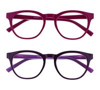 OPULIZE Blu Gafas de Lectura con Bloqueo de Luz Azul Pack de 2 Montura Redonda Rosa Fucsia Violeta Oscuro Bisagras de Muelle Mejoran el Sueño Ordenador Gaming Antirreflejante Hombre Mujer BB5-45 +3.50
