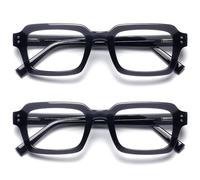 OPULIZE EDG Gafas de Lectura de Bloqueo de Luz Azul para hombre y mujer, Lentes Antirreflejos Antideslumbrante, Protección UV, Rectangular, Paquete de 2 Negro +0,00