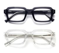 OPULIZE EDG Gafas de Lectura de Bloqueo de Luz Azul para hombre y mujer, Lentes Antirreflejos Antideslumbrante, Protección UV, Rectangular, Paquete de 2 Negro Transparente +2,50