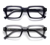 OPULIZE EDG Gafas de Lectura de Bloqueo de Luz Azul para hombre y mujer, Lentes Antirreflejos Antideslumbrante, Protección UV, Rectangular, Paquete de 2 Negro Gris +2,00